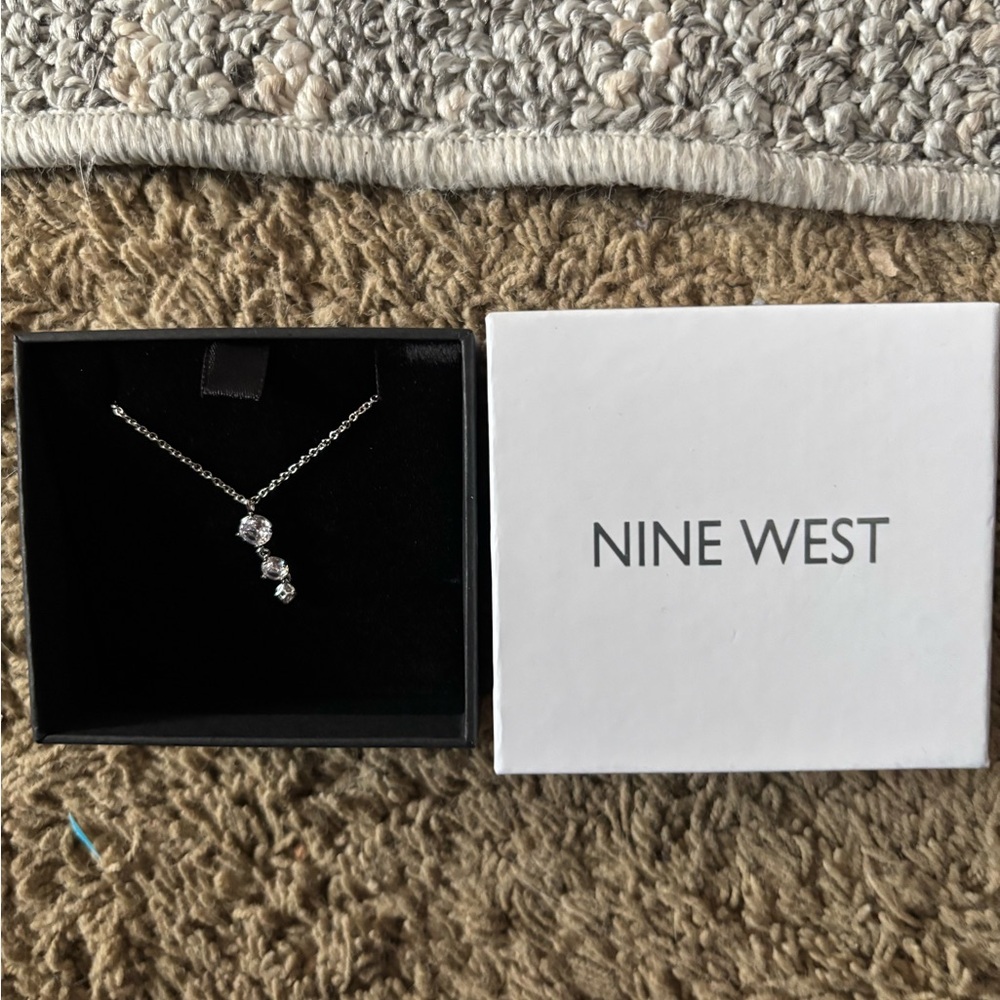 Nine West Silver Necklace with Sparkling Accents